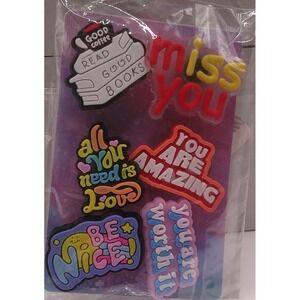 Set of 6 Shoe Charms for Crocs featuring 	Sayings	A2